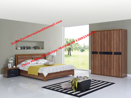 Walnut panel Storage bed by life device in Apartment Furniture set with open door closet