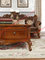European Classic Solid Wooden Carving Frame with Italy Leather Upholstery Sofa Set