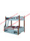 Sky blue painting bunk bed for children bedroom in solid wood frame and MDF plate with storage drawers in apartment furn