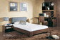 Walnut wooden Adult Single Bedroom Furniture Leather headboard Bed with Home Studyroom MDF Corner Table with Bookshelves