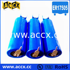 China 3.6v lithium battery ER17505 3500mAh with two pins supplier