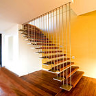 Contemporary Floating Staircase with Wood Tread Invisible Stringer Straight Stairs