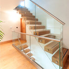 Contemporary Floating Staircase with Wood Tread Invisible Stringer Straight Stairs