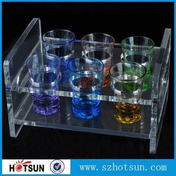 China factory wholesale black or clear colored acrylic shot glass serving holder tray