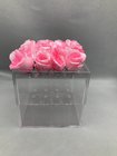 Wholesale cheap 1 rose 6rose 9 rose  acrylic material clear acrylic flower box plexiglass rose box with lid