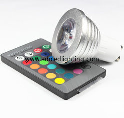 China 3W RGB LED COB Spotlights bulbs RGB led remote controller lathe aluminum housing GU10 E27 supplier