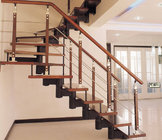 indoor carton steel double stringer powder coated stainless steel glass railing straight U shape staircase stairs