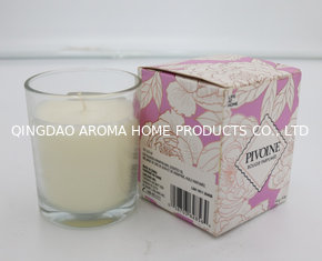 China Scented soy pillar wax custom logo label clear glass candle with color box supplier