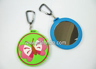 Cartoon silicone PVC portable makeup mirror with keychain butterfly elephant animal design mirror professional custom
