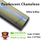 Satin Pearl White Car Wrapping Vinyl Film - White & Blue Color Changing