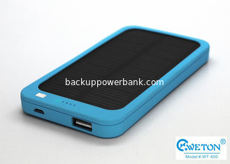 China Blue Rectangle Small Pocket External Solar Li-polymer Power Bank 5000mAh supplier