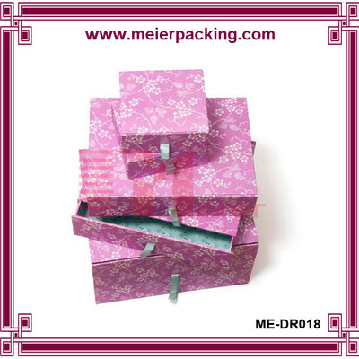 China Colorful different size drawer box with ribbon pull ME-DR018 supplier