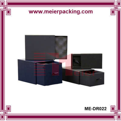 China Matte Black paper drawer box/drawer gift box with gold foil stamping logo/paper drawer box for clothes with rib ME-DR022 supplier