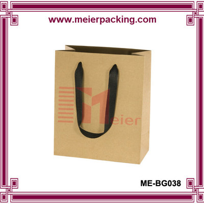 China Kraft paper shopping bag/clothing kraft bag with ribbon handle/hot sale paper kraft bag ME-BG038 supplier