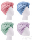 Custom Wholesale Fast Dry Absorbent Wrapped Twist Microfiber Hair Turban Towel with Buttons