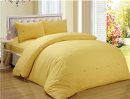 Polyester Cotton Bedding Set Sateen Stripe Comforter Duver Cover Solid Color Twin/Full/Queen/King