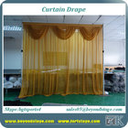 Yellow color pipe and drape drape curtain with small wave decoration with chiffon fabric drape for sale