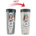 double wall plastic travel tumbler， magic plastic tumbler for promotion and premiums