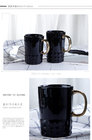 Wholesale high quality embossed shape golden handle black coffee mug ceramic mug
