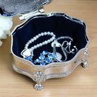 Vintage Metal Silver Plated Jewelry Box by Godinger Silver Co Velvet Lower for Wedding Decoration