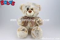 100%Polyester Tie-dyed Fabric Plush Teddy Bears With Check Ribbon