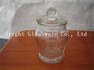 Shaped glass candle jar with lid