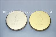 electroplating gold metal lids with emboss logo for candle holder