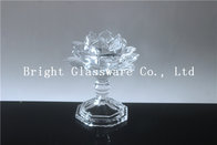 Crystal lotus flower candle holder with glass stand