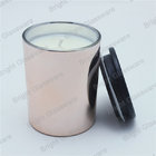 Rose gold glass candle holder, candle container with wooden lid for wedding decoration