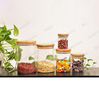 Top Sale Clear Borosilicate Glass Candy Jars With Wooden Lid