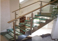 Double flight straight staircase with toughened glass risers and balustrade Staircase