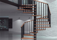 Safe Custom Steel Wood Spiral Staircase/Curved Stair With Wooden Treads Steel handrails
