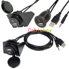 2m Car Dashboard Flush Mount Dual USB and 3.5mm AUX Extension Car Radio cable