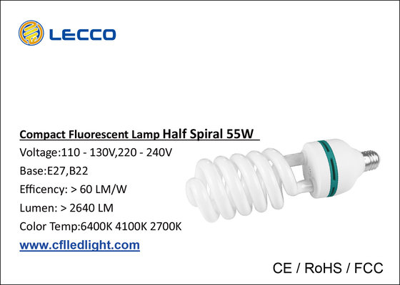 China 55W T5 Half Spiral Energy Saving Lamp 60 LM / W For Warehouse 6400K High Lumen supplier