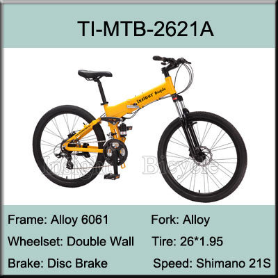 China 26 Inch Aluminium Alloy Shimano 21 Speed Folding Mountain Bike supplier