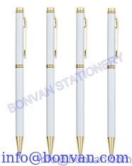 China ivory metal pen,white color promotional metal pen,white metal pen supplier