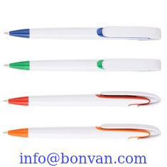 China white barrel click quality plastic ball point pen, push style click ballpoint pen with logo brand supplier