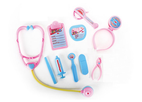 China Soft Plastic Medical Pretend And Play Doctor Set 10Pcs Pack Blue Pink 2 Colors supplier