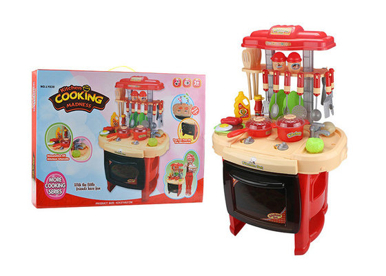 China Red Color Pretend Play Childrens Toy Kitchen Sets With Sound And Light 62CM supplier