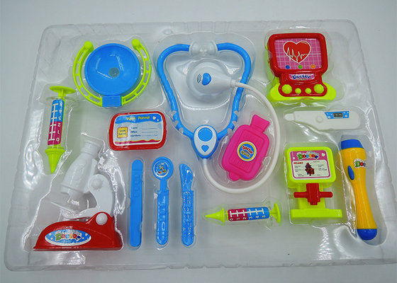 China Role Play Medical Kit Playset Doctor Set Toys For Kids Pink Blue Colors 13 Pcs supplier