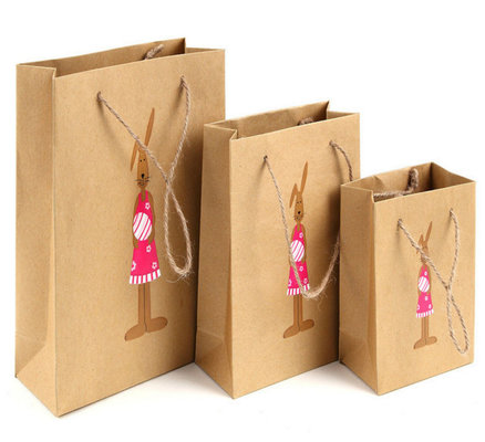 China Kraft Paper Recycle Handle Bag ,Cartoon Handle Gift Paper Bag Brown Paper Bag supplier