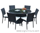 Household Outdoor Furniture Dining Set for Garden With Parasol Hole , Dining Tables and Chairs