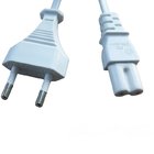 VDE C7 power cord with white flexible cable, power cord for power adapter.
