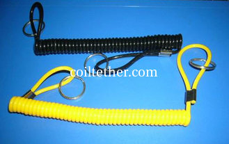 China Black yellow spiral cord extention tool holder with 2loops &amp; 2split rings end safety ropes supplier