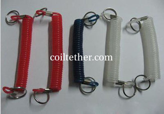 China Smart red/black/clear coil spring coil tether w/eyelets&amp;key rings for protecting tool lost supplier