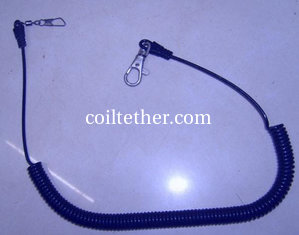 China 3meter lobster clasp hook blue flexible fishing safety line coiled lanyard fishing tools supplier