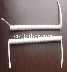 China Solid white plastic spring string coil lanyard semi-finished coil tether ready for safety supplier