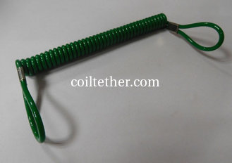 China Great drak green plastic shinny 4mm dia coil lanyard leash with plastic loops on two ends supplier