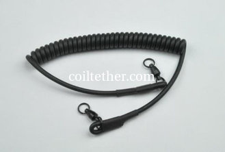 China Swivel metal terminals at two ends high grade PU stretchy coiled tool holder lanyard leash supplier