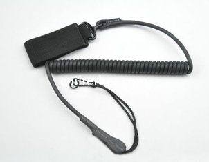 China Tactical pistol lanyard sling hand gun elastic secure spring coil w/belt velcro&amp;snap hook supplier